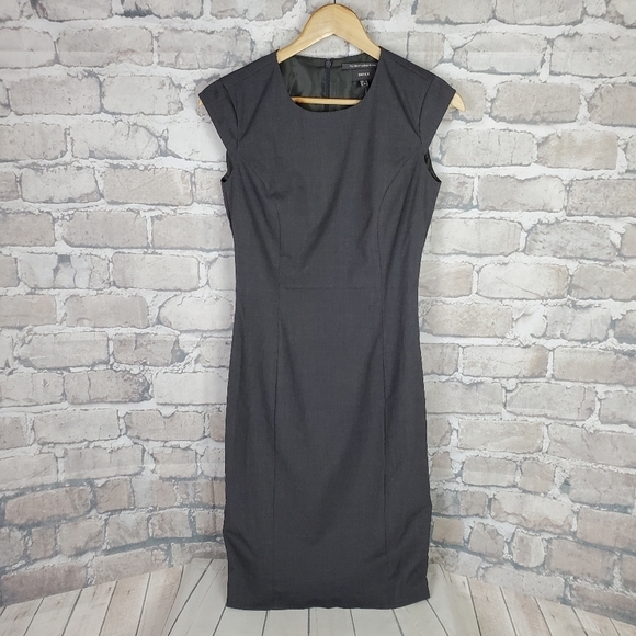 Mexx Career Sheath Dress Charcoal Gray Cap Sleeve Size 34 NWT Friends Classic - Picture 1 of 16